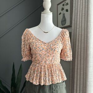 Patrons of Peace Peach Floral Blouse